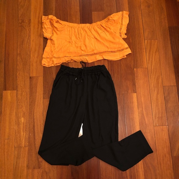 Zara Other - Zara black pants and mustard top bundle